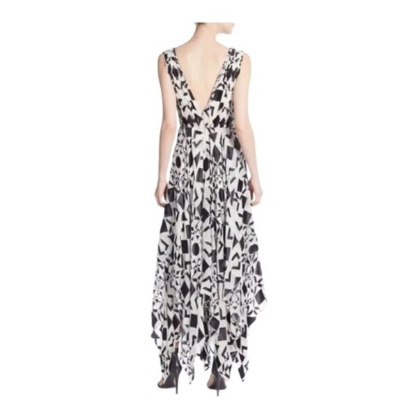 Alice + Olivia black & white diamond kaleidoscope geometric maxi dress Size 0 - Picture 2 of 15